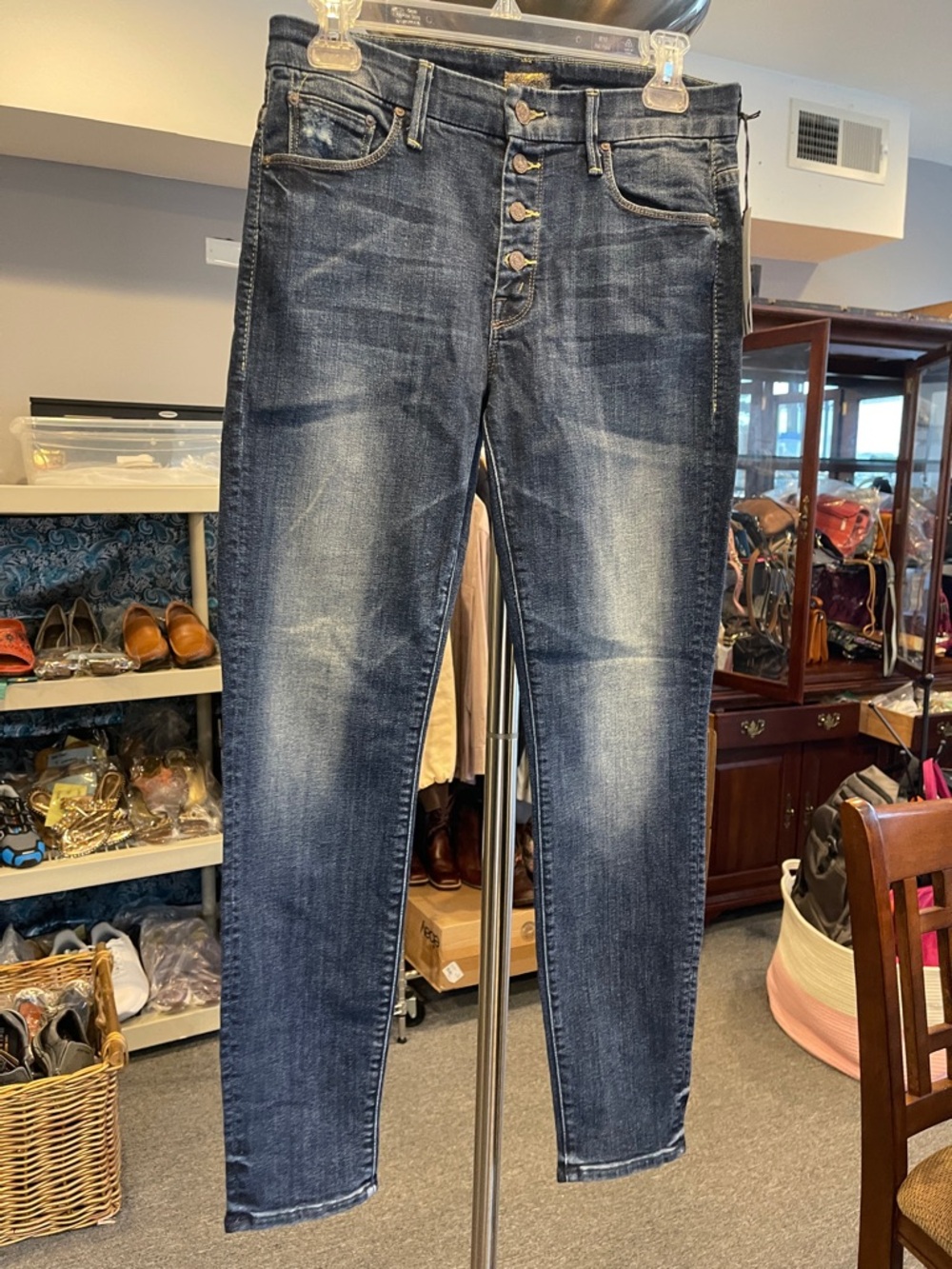 MOTHER The Scooter Ankle Swash Dont Be A Square M Rise Skinny Jeans Size 28 NWT